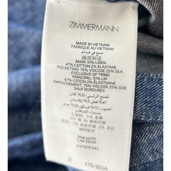 Zimmermann Eden Chambray Flared Pants Blue Size AU 3/US 10 - Picture 14 of 14